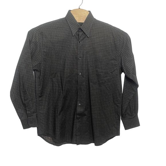 Riscatto  Italy Medium Print Gray Italian Long Sleeve 100% Cotton Gray Tan Print - Picture 5 of 7